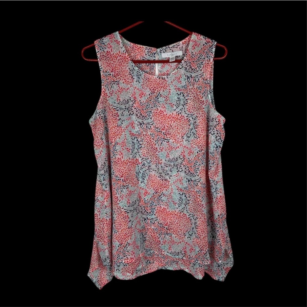 Fever Blouse Womens Medium Silky Top Sleeveless Asymmetrical Hem Ladies NWT